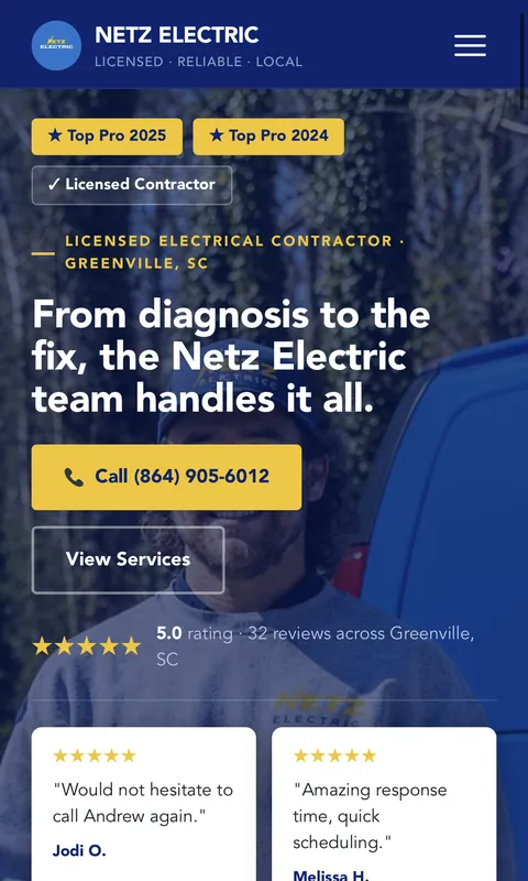 Netz Electric website on a phone