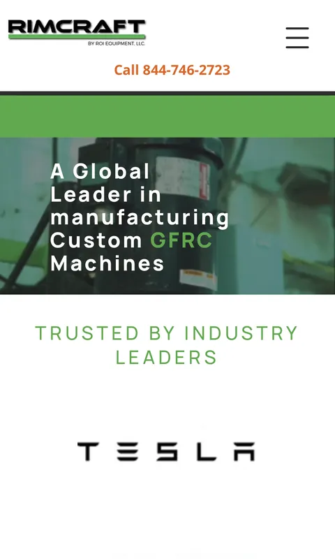 Rimcraft website on a phone